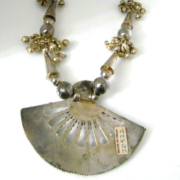 Vintage 80's Necklace Large Alloy Chunky with bell - Picture 7 of 8